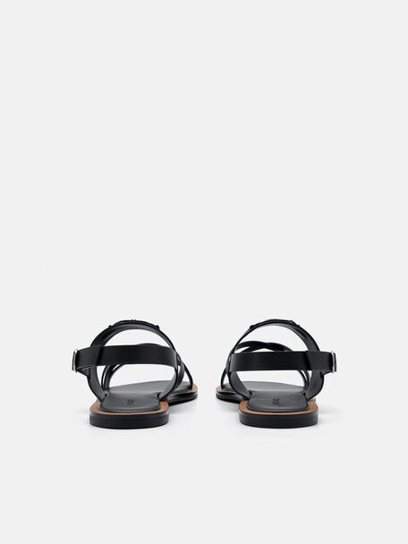 PEDRO Icon Leather Heel Sandals, Black