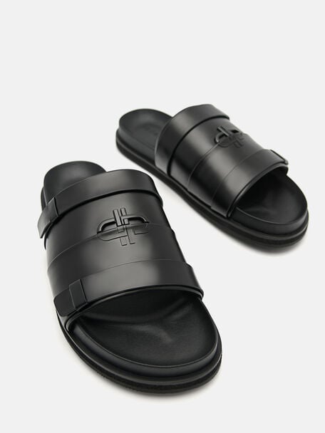 PEDRO Icon Leather Heel Sandals, Black