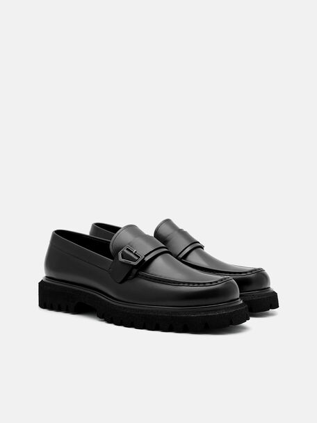 PEDRO Icon Leather Heel Sandals, Black