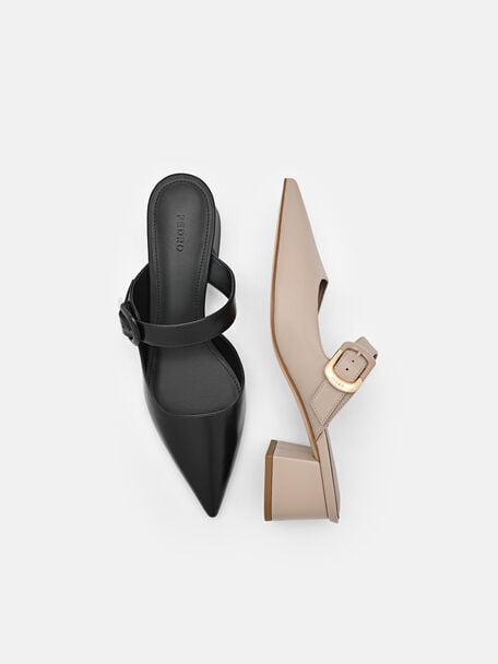 PEDRO Icon Leather Heel Sandals, Black