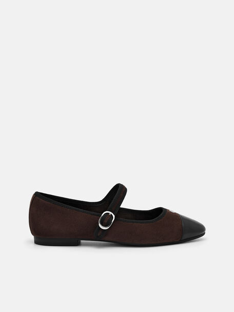 Sepatu Flat Balerina Suede Alina, , hi-res