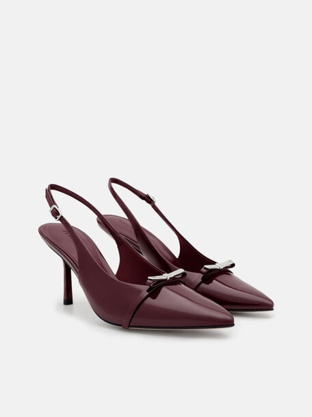 Jeanine Patent Leather Heel Slingback Pumps, , hi-res