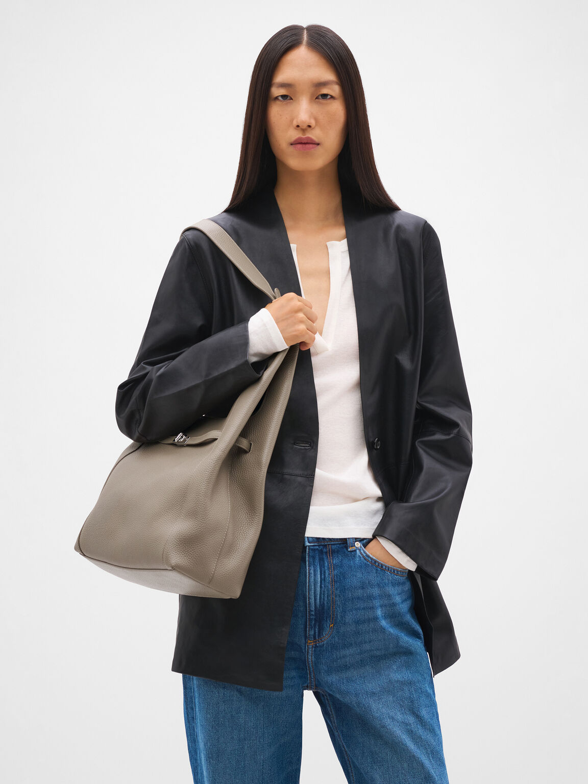 Danielle Large Leather Hobo Bag, , hi-res