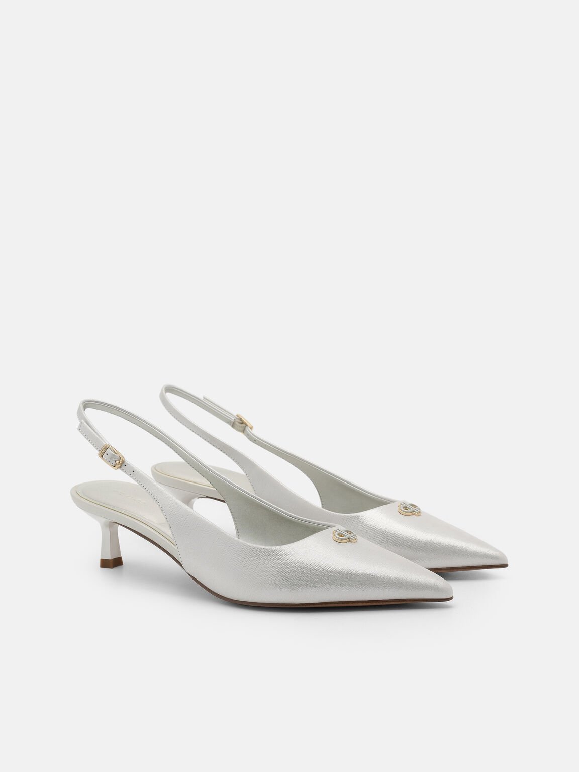 Leather Slingback Heel Pumps, , hi-res