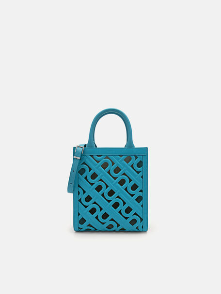 PEDRO Icon Leather Tote Bag, Cyan, hi-res