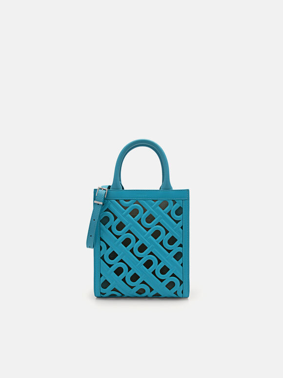 PEDRO Icon Leather Tote Bag, Cyan, hi-res