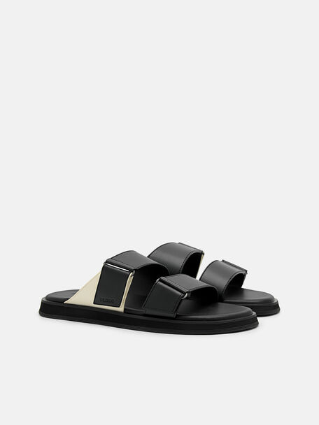 PEDRO Icon Leather Heel Sandals, Black