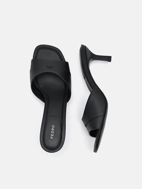 PEDRO Icon Leather Heel Sandals, Black