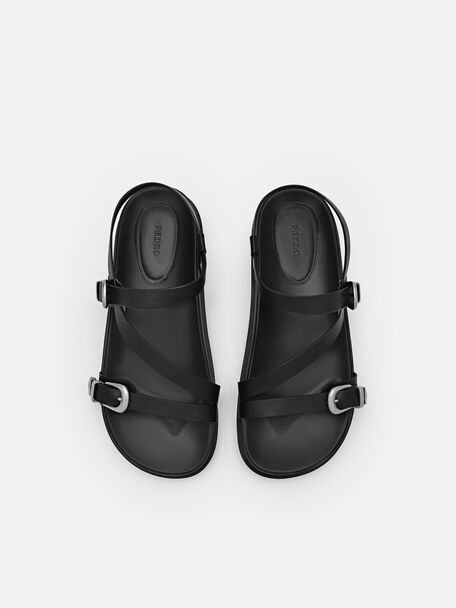 PEDRO Icon Leather Heel Sandals, Black