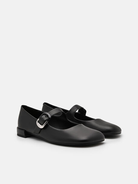 PEDRO Icon Leather Heel Sandals, Black