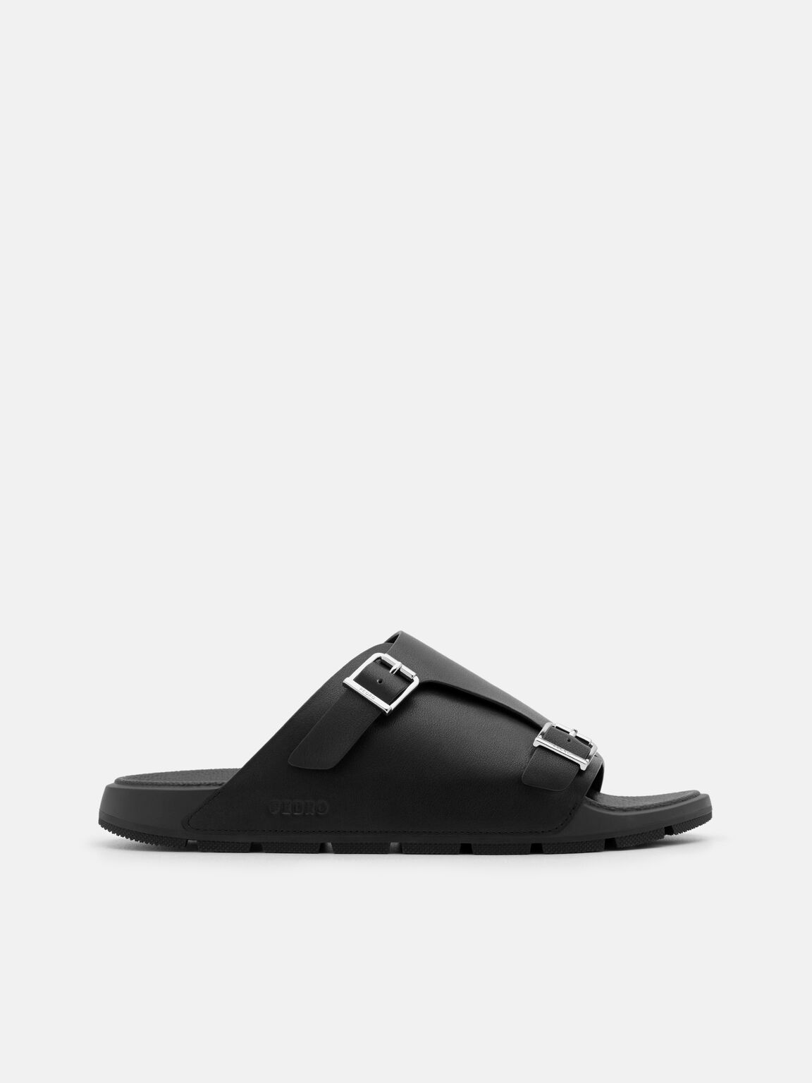 Leather Buckled Slide Sandals, 