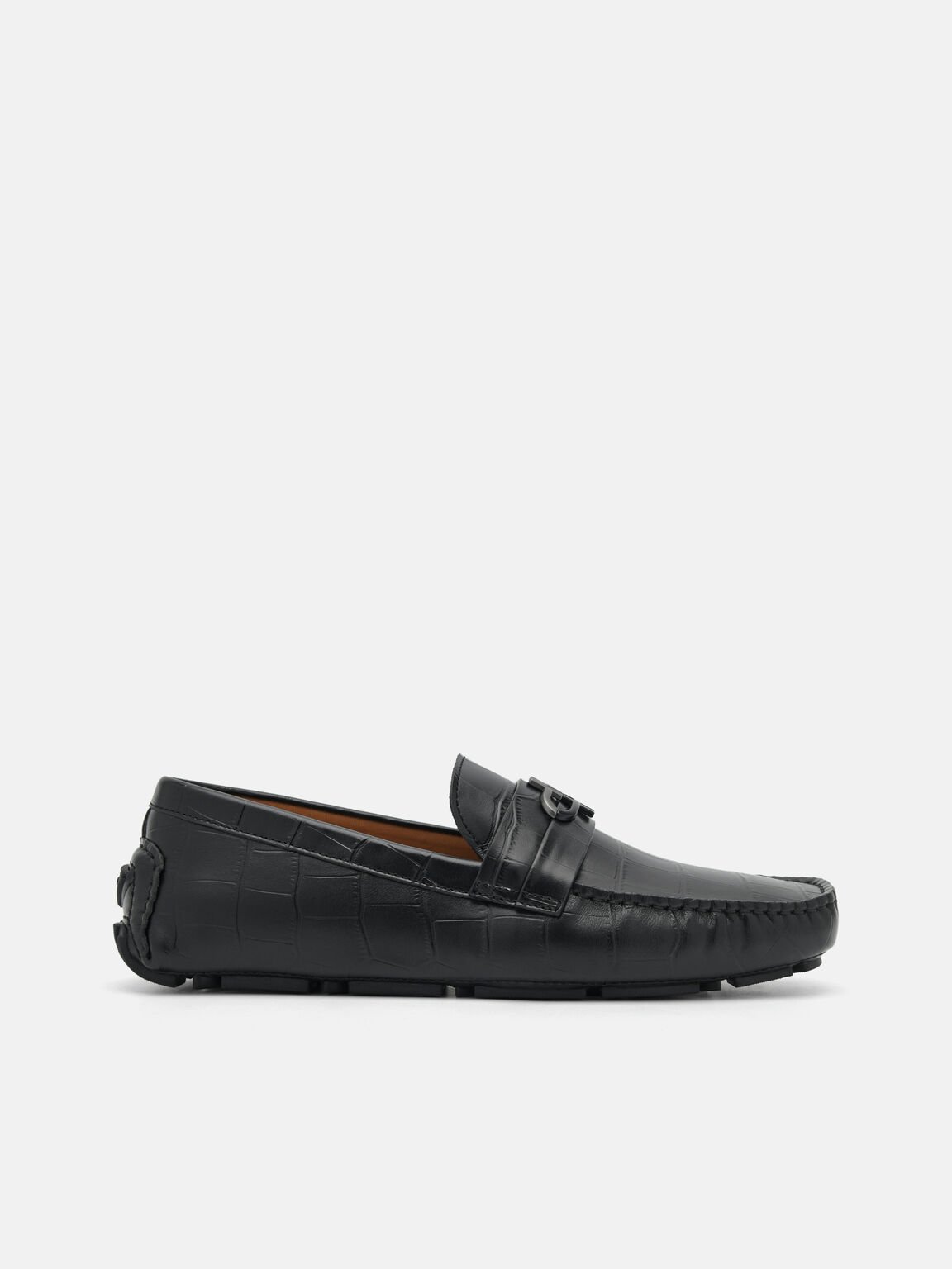 PEDRO Icon Croc-Embossed Leather Driving Shoes, 
