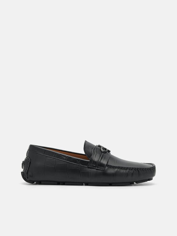 PEDRO Icon Croc-Embossed Leather Driving Shoes, 
