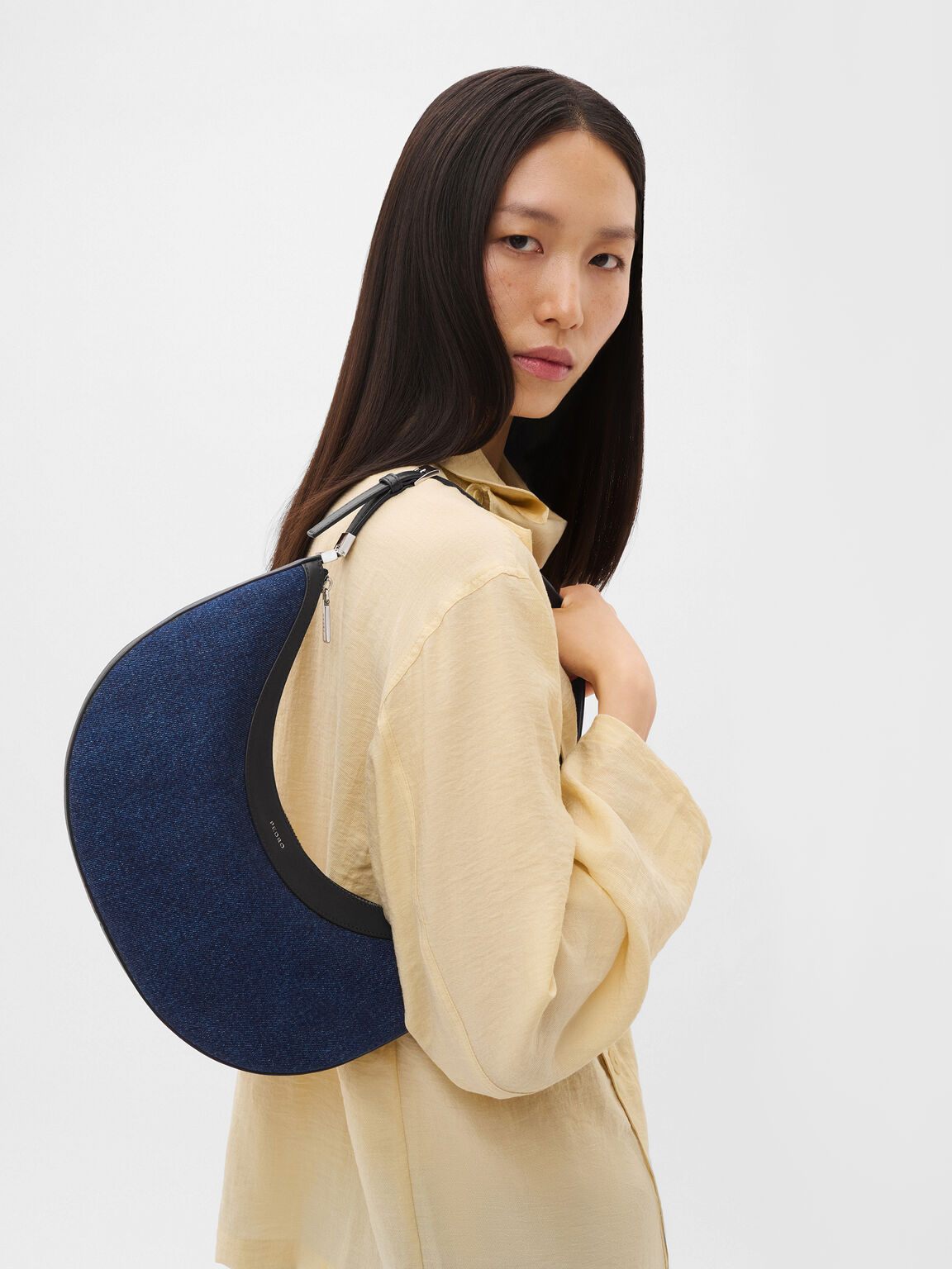 Jatte Denim Crescent Shoulder Bag, , hi-res