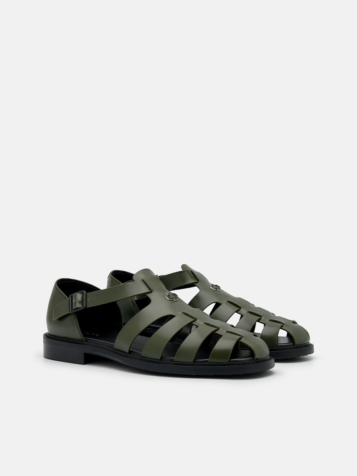 Brent Leather Caged Sandals, 