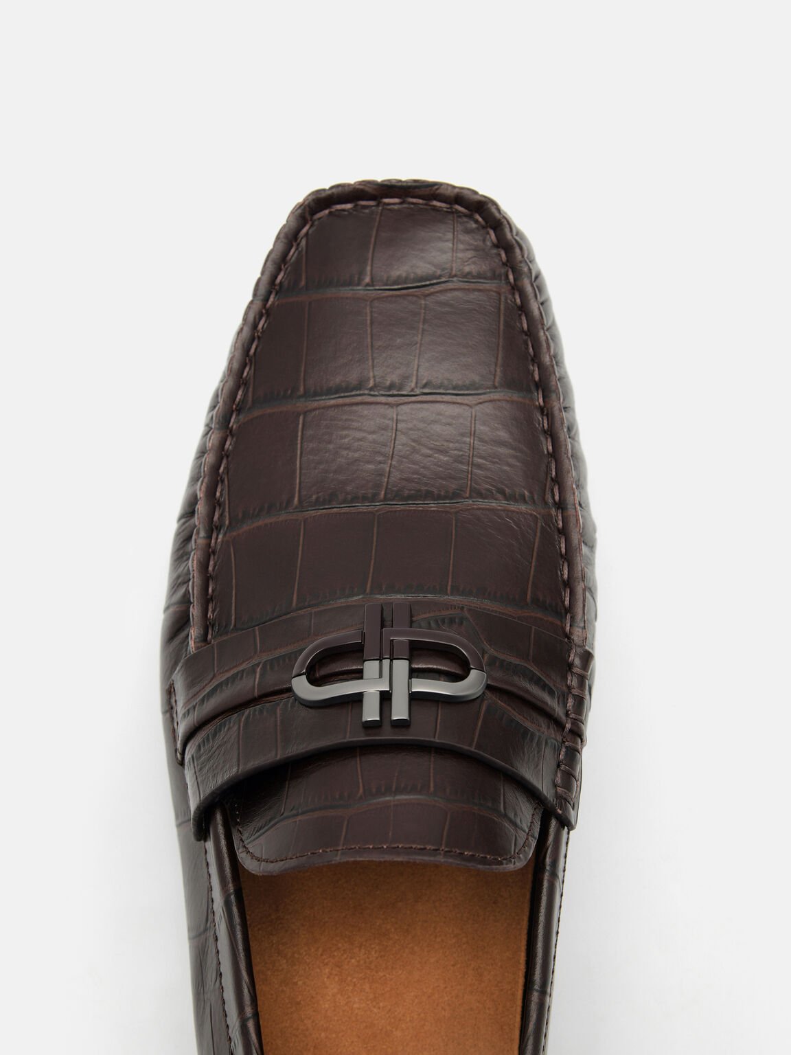 PEDRO Icon Croc-Embossed Leather Driving Shoes, 