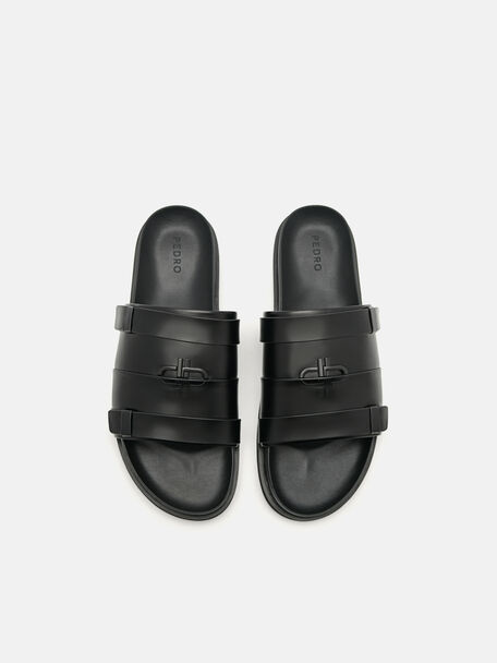 PEDRO Icon Leather Heel Sandals, Black