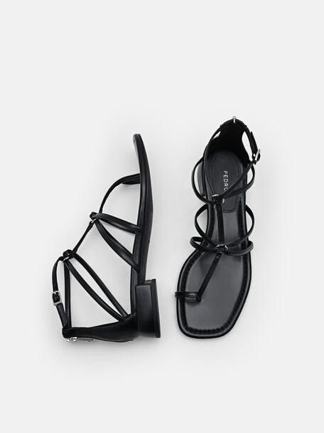 PEDRO Icon Leather Heel Sandals, Black