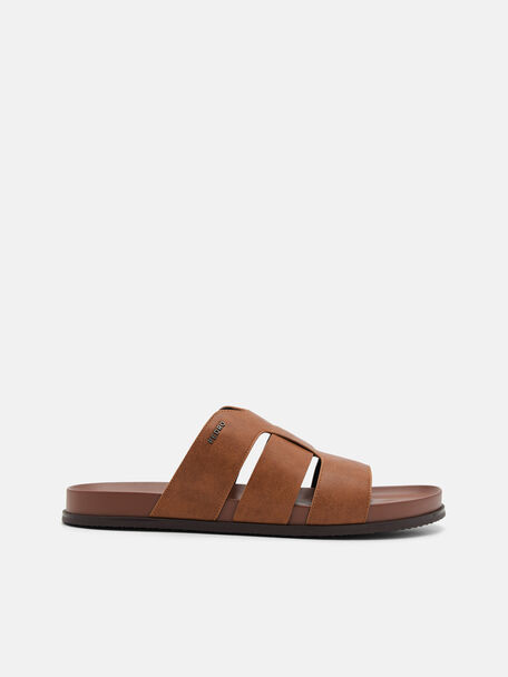Woven Slide Sandals, Camel, hi-res
