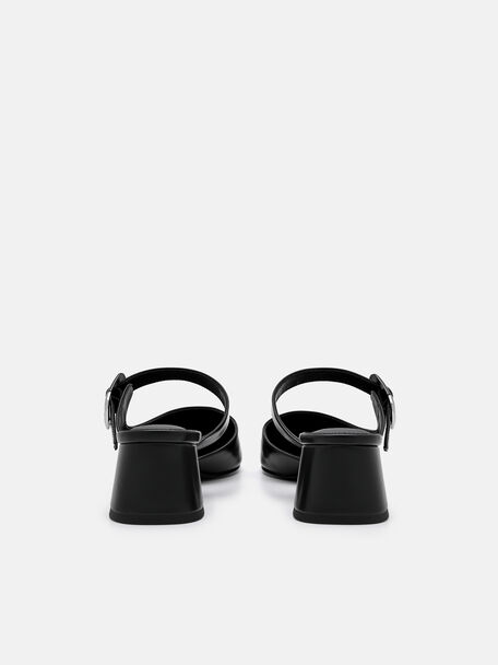 PEDRO Icon Leather Heel Sandals, Black
