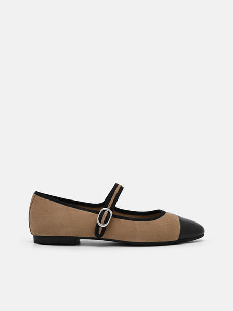 Sepatu Flat Balerina Suede Alina, , hi-res