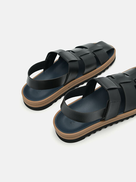 PEDRO Icon Leather Heel Sandals, Black