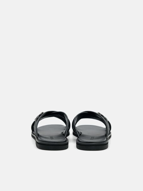PEDRO Icon Leather Heel Sandals, Black