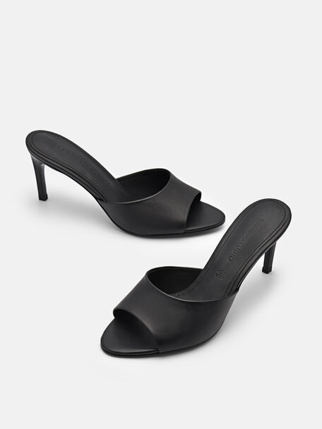 PEDRO Icon Leather Heel Sandals, Black