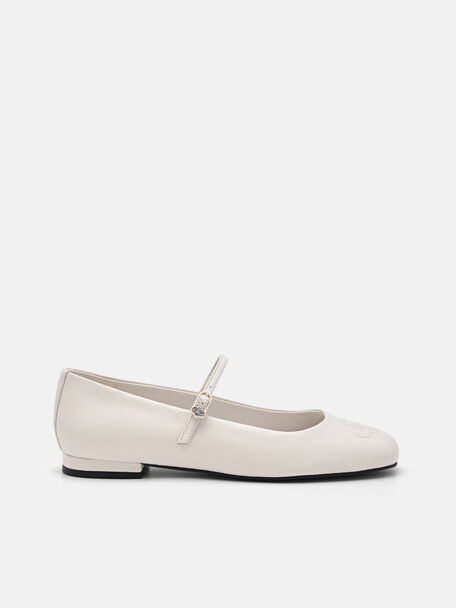 PEDRO Icon Leather Ballerina Flats, Chalk