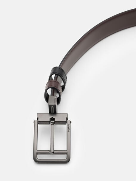 Saffiano Leather Reversible Pin Belt, 