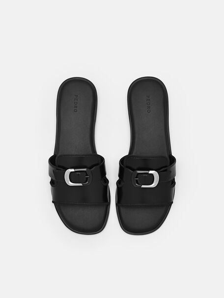 PEDRO Icon Leather Heel Sandals, Black