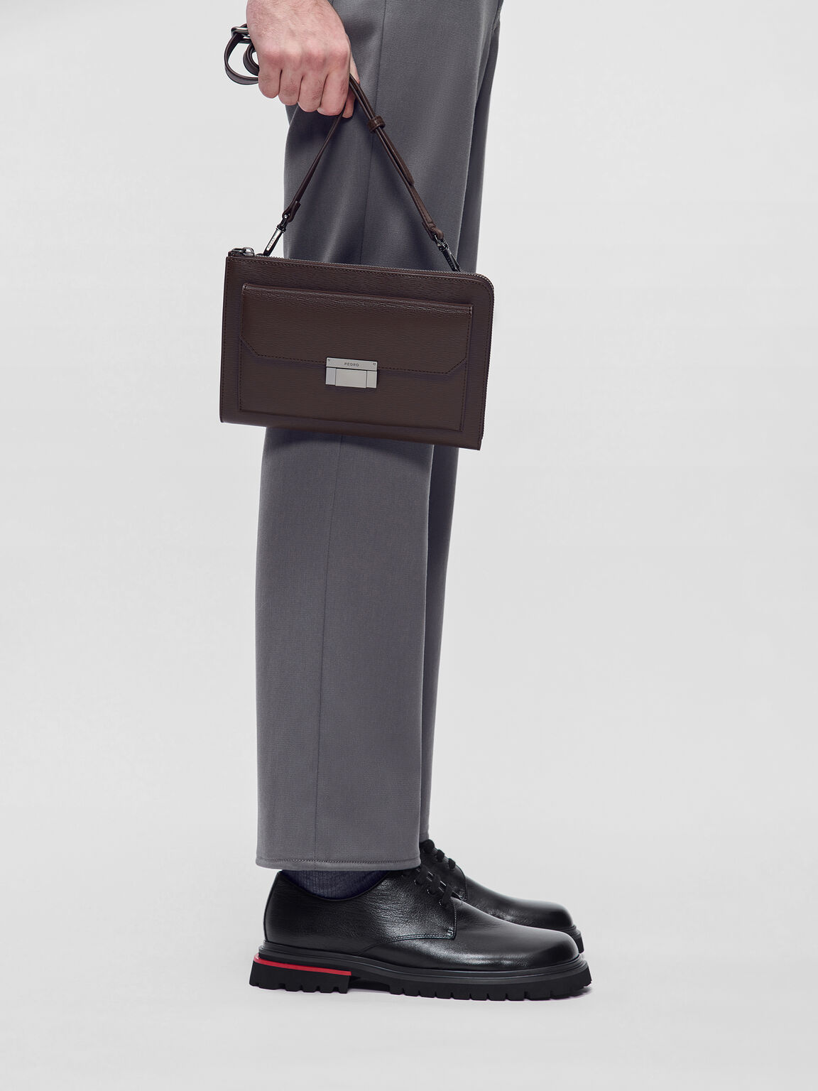 Henry Leather Clutch Bag, Dark Brown