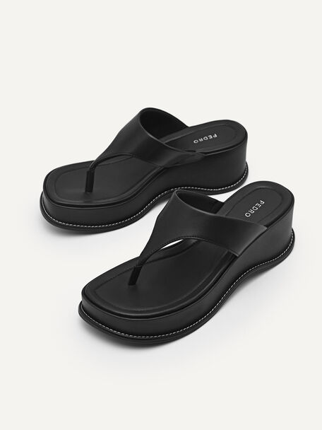 PEDRO Icon Leather Heel Sandals, Black