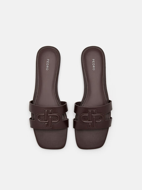 PEDRO Icon Leather Heel Sandals, Black