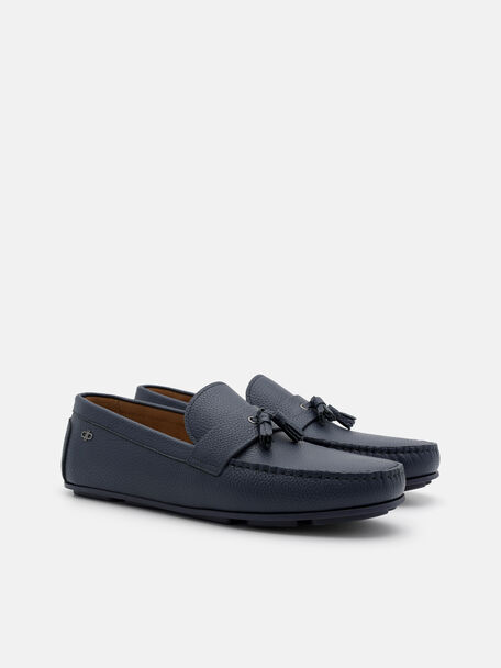 Tumbled Leather Tassel Driving Shoes, , hi-res