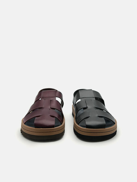 PEDRO Icon Leather Heel Sandals, Black