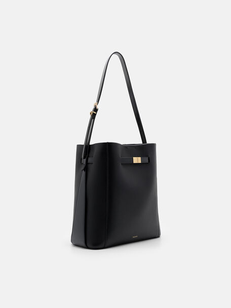 Tas Bucket Kulit Jatte dengan Sabuk, , hi-res