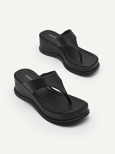 PEDRO Icon Leather Heel Sandals, Black