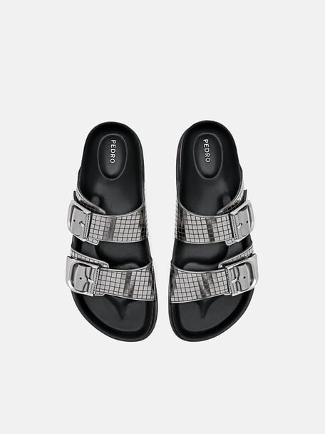 PEDRO Icon Leather Heel Sandals, Black