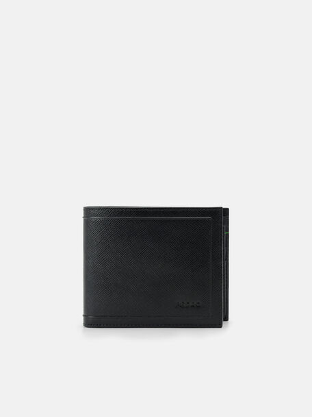 Saffiano Leather Bi-Fold Wallet with Insert, Black, hi-res