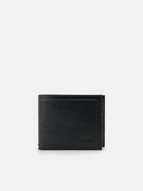 Saffiano Leather Bi-Fold Wallet with Insert, Black, hi-res