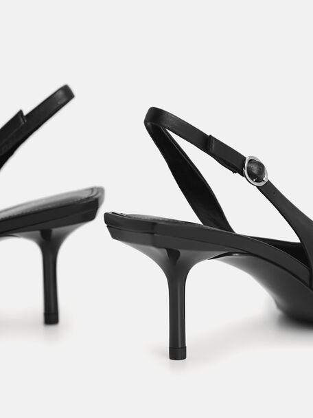PEDRO Icon Leather Heel Sandals, Black