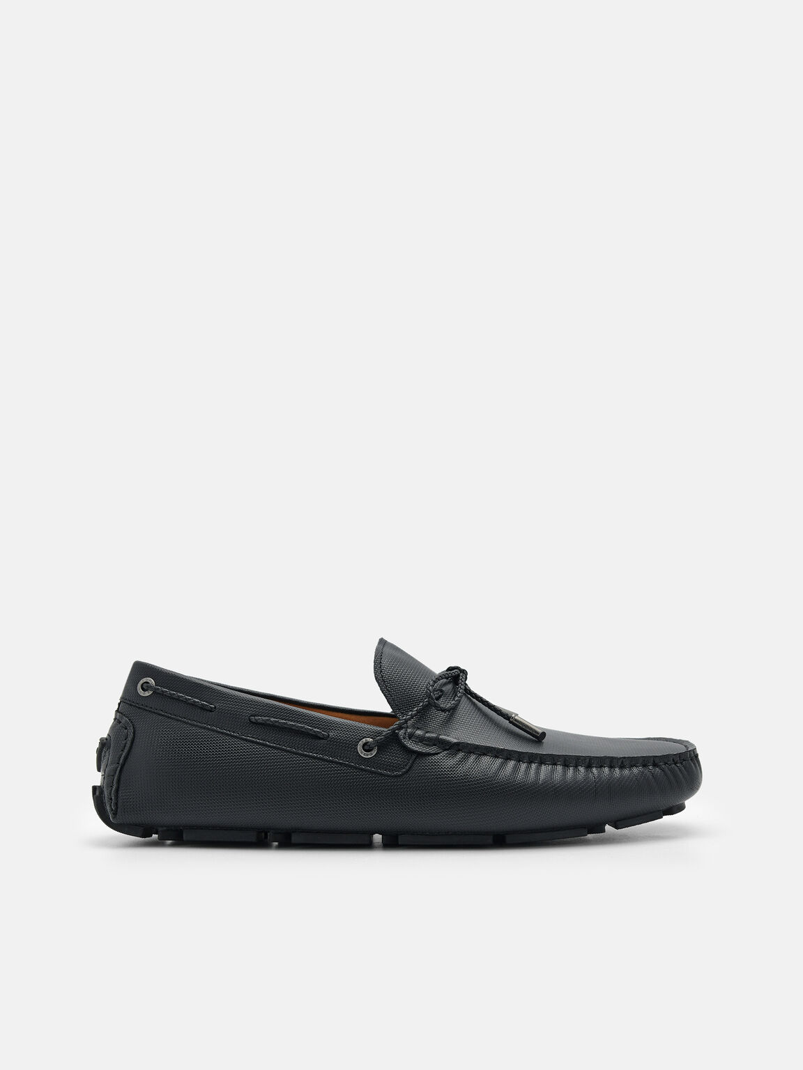 Sepatu Driving Bow Kulit Saffiano, 