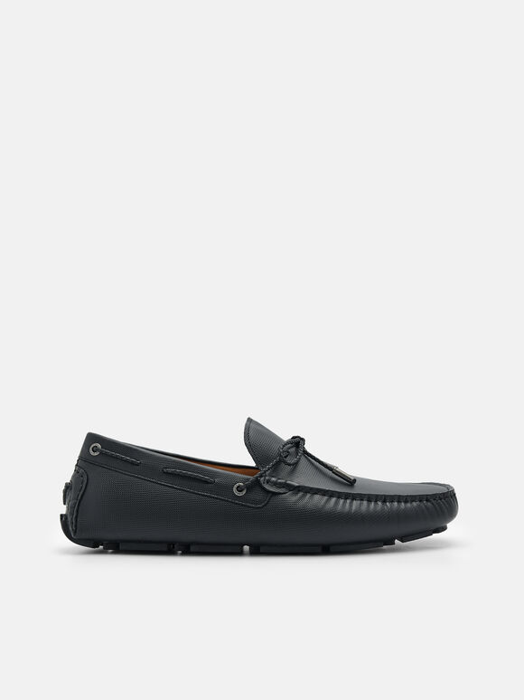 Sepatu Driving Bow Kulit Saffiano, 