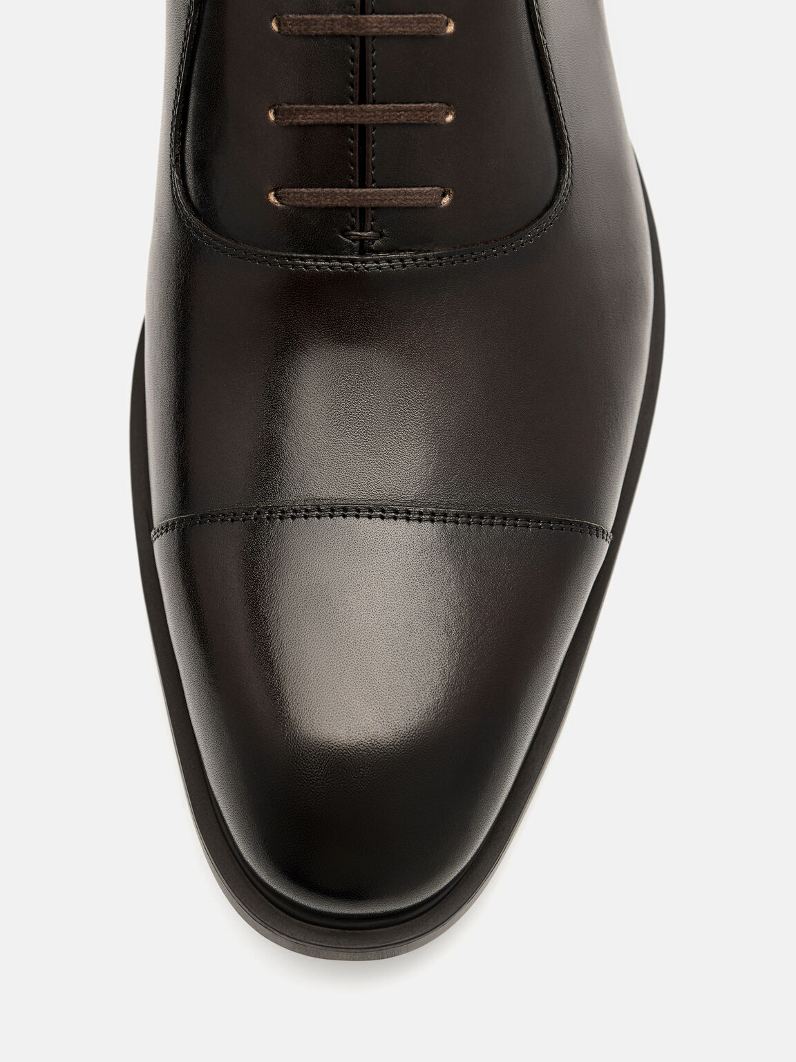 Sepatu Oxford Kulit Burnished Ringan Altitude - Cokelat Tua, 