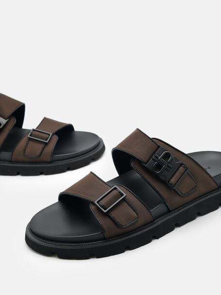 PEDRO Icon Leather Heel Sandals, Black