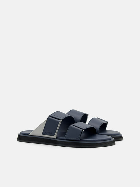 PEDRO Icon Leather Heel Sandals, Black
