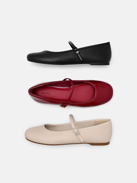 Sepatu Flat Mary Jane Kulit Claude, , hi-res