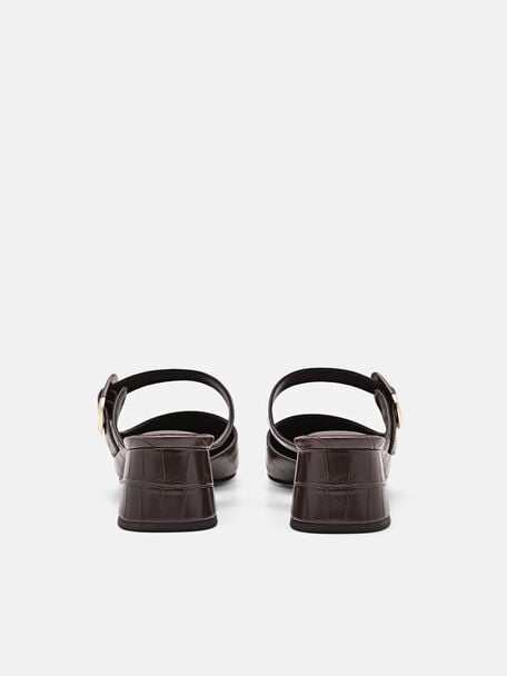 PEDRO Icon Leather Heel Sandals, Black