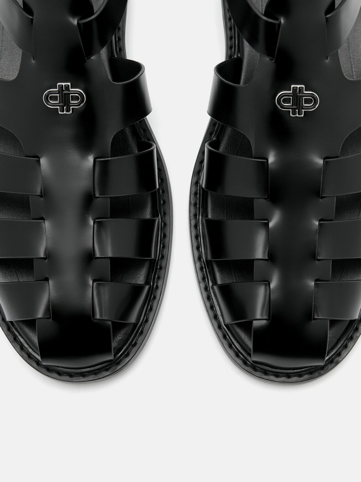 Brent Leather Caged Sandals, 